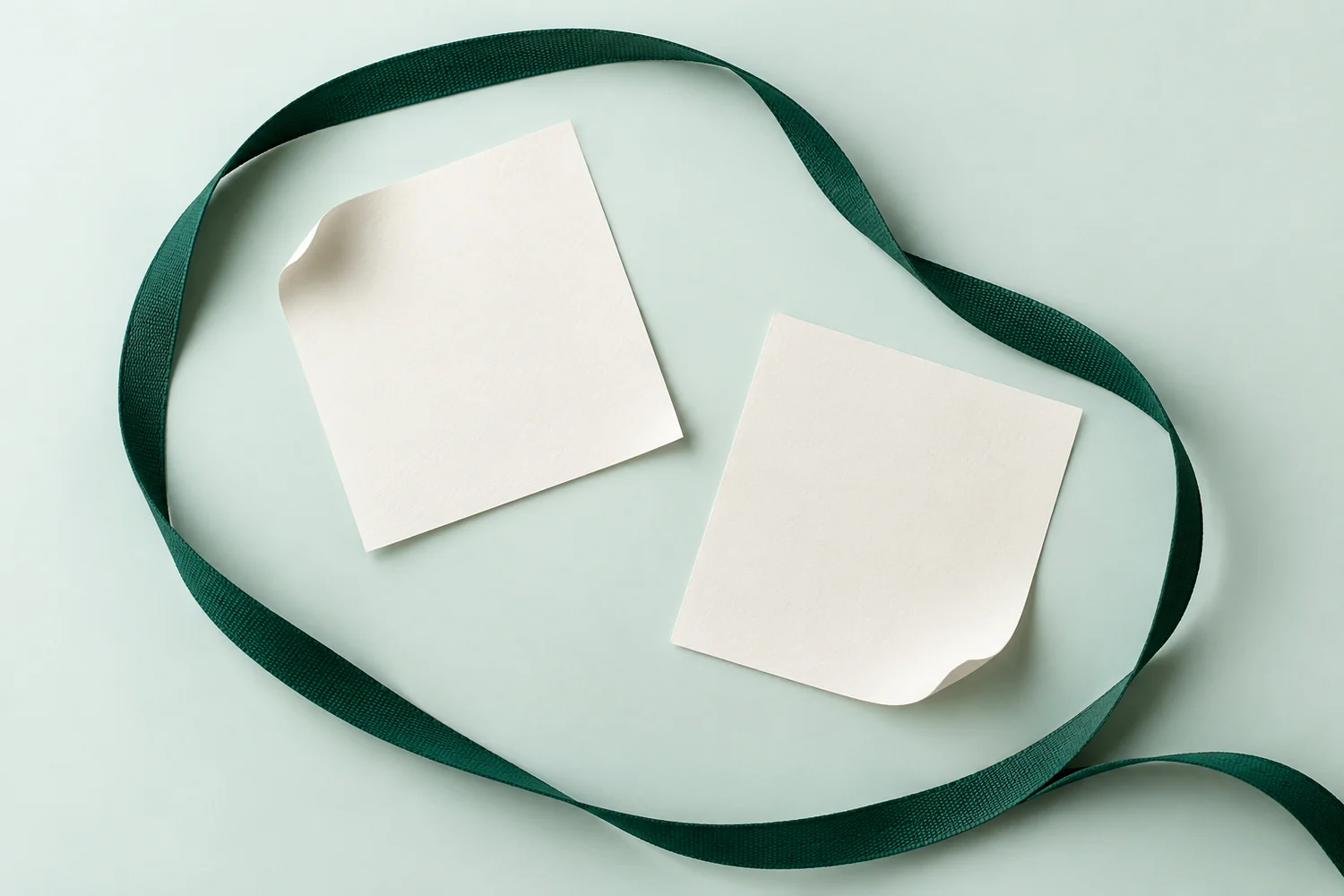 Paper and green ribbon illustration for patient follow-up.